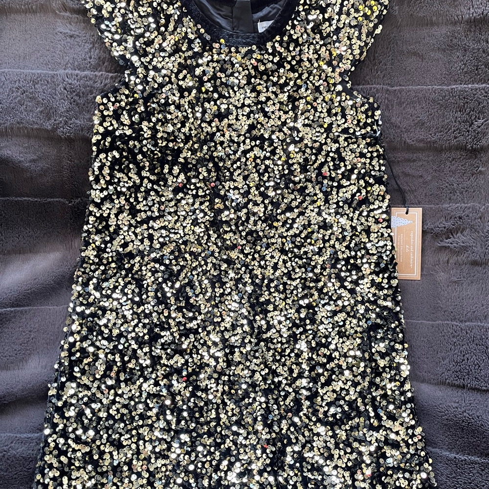Sparkling Black and Gold Kids Dress